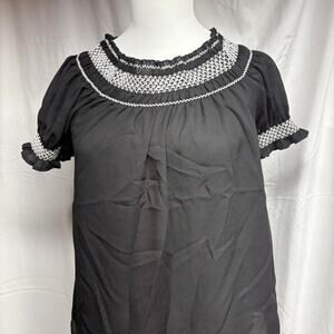 Express black and white smocked